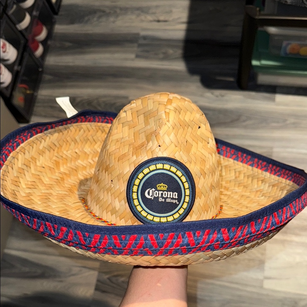Corona Woven Sombrero with Navy and Scarlet Accents